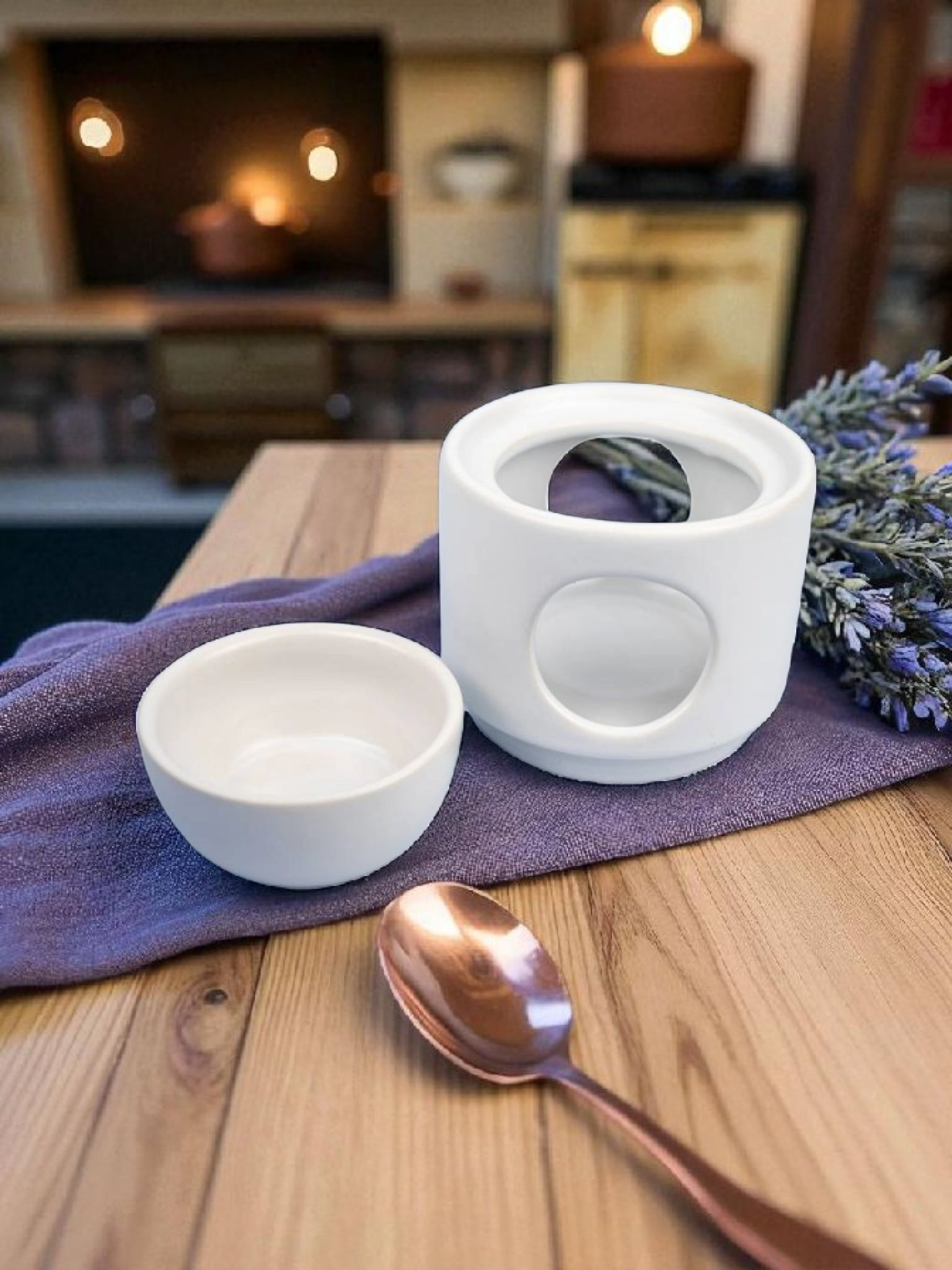White Two Piece Ceramic Burner
